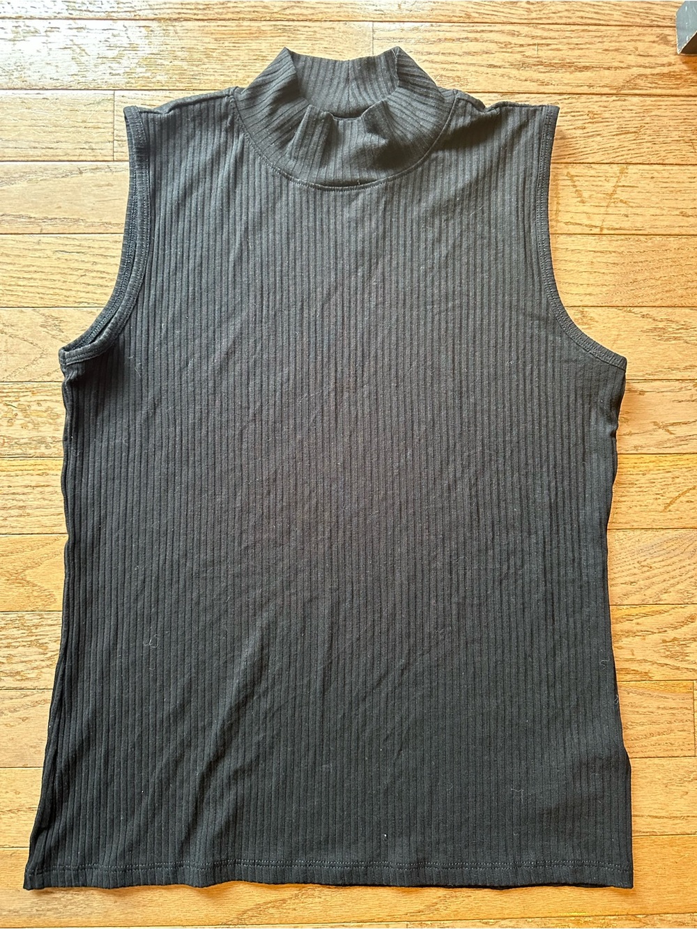 Rachel Zoe Black Ribbed Sleeveless Mock Neck Tank NWT size Large